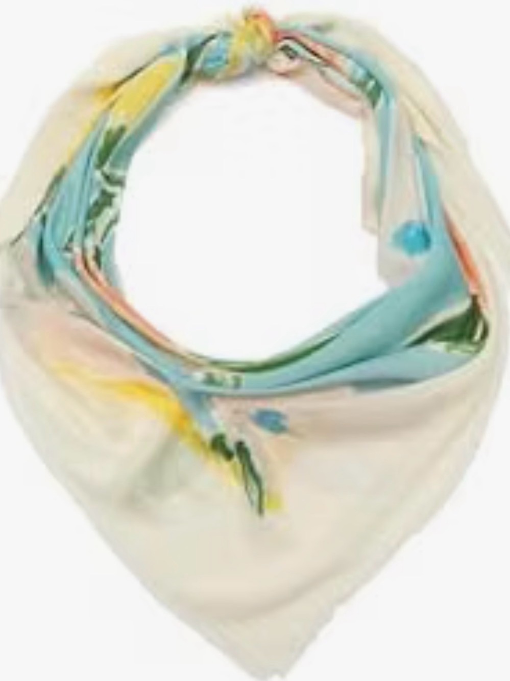 kate spade Blue Floral Curtain Panel with Peach and Yellow Blooms